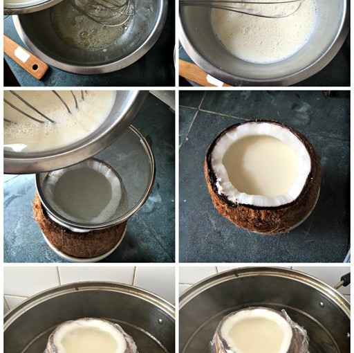 Chinese Steamed Milk Puddings in Coconut Shell (椰皇炖蛋白鲜奶) 6